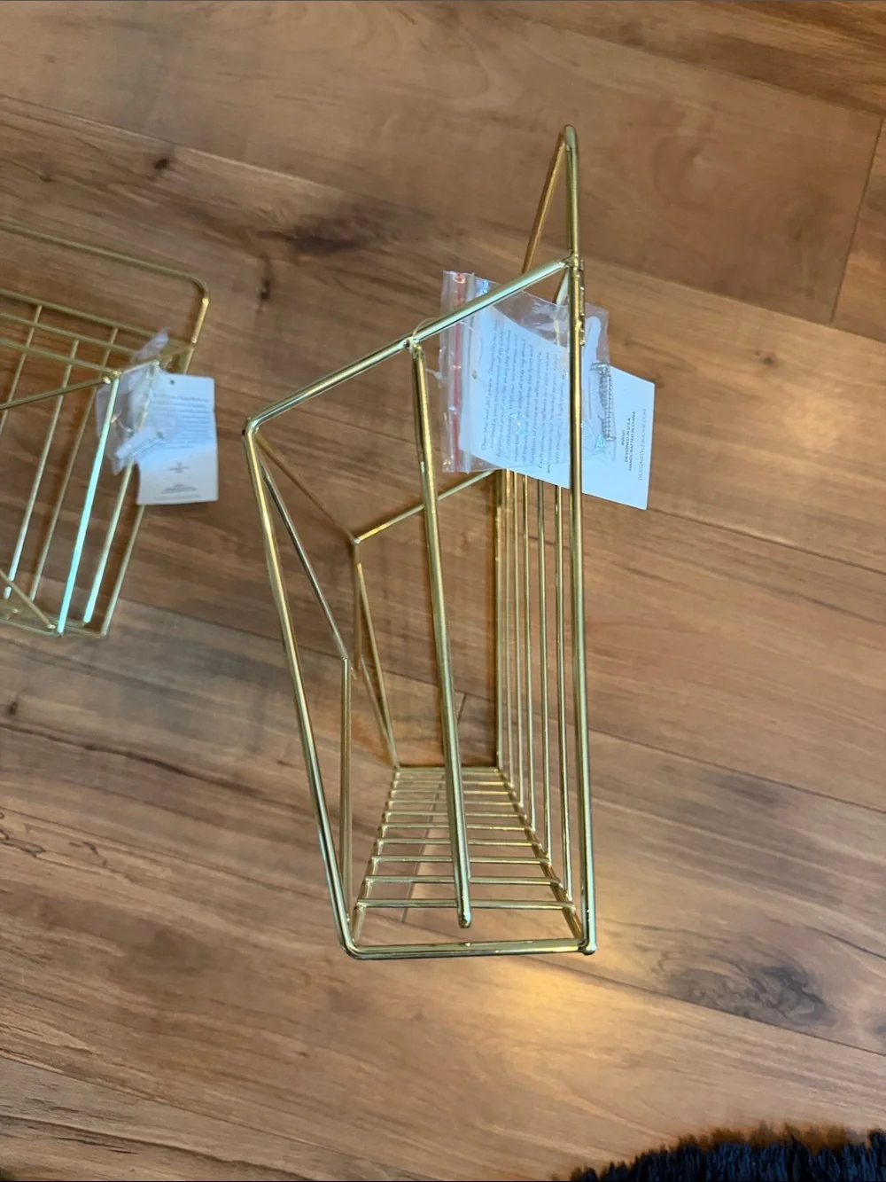 Gold Metal Wall File Organizer - Decorative Mail & Magazine Holder